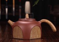 《橫把四方半月》宜興紫砂壺工藝美術師純手工泡茶壺茶具底槽青四方半月