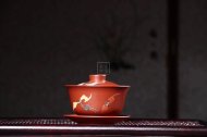 《福在眼前蓋碗小杯套裝》宜興紫砂茶壺紫砂泡茶壺朱泥手工工藝美術員泡茶壺