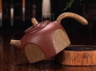 《橫把四方半月》宜興紫砂壺工藝美術師純手工泡茶壺茶具底槽青四方半月