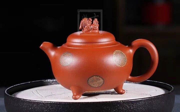 《獅韻》紫砂壺全手工茶壺老師小紅泥，絞泥（段泥、紫泥、綠泥等）壺